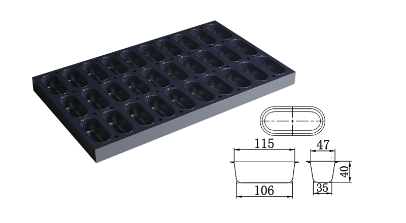 Oval Bread Mould-30 Indents